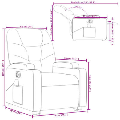 vidaXL Podnoszony fotel masujący, elektryczny, rozkładany, kremowy