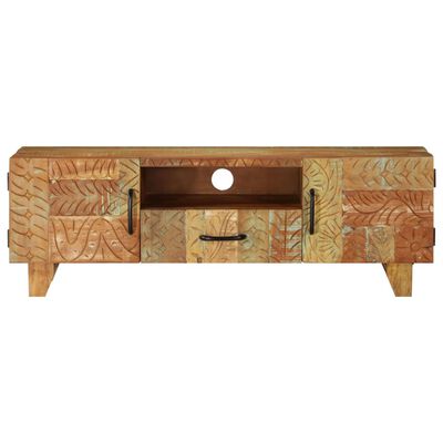 vidaXL Ręcznie rzeźbiona szafka pod TV, 120x30x40 cm, drewno odzyskane