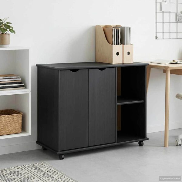 vidaXL Rolkowa szafka Szary 100 x 39 x 65,5 cm Lite drewno sosnowe