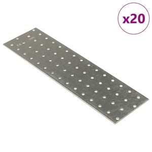 vidaXL Płytki perforowane, 20 szt., 2 mm, 300x80 mm, stal ocynkowana