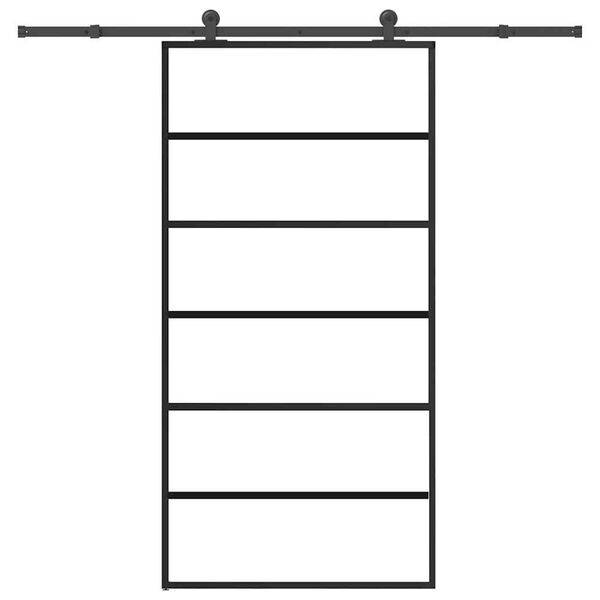 vidaXL Drzwi przesuwne z osprzętem, 102x205 cm, szkło ESG i aluminium