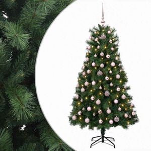vidaXL Sztuczna choinka na zawiasach z bombkami 150 cm 150 LED