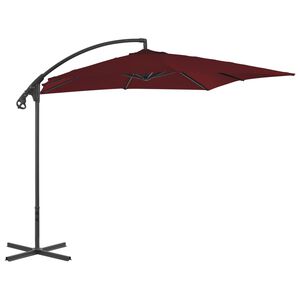 vidaXL Parasol wiszący ze stalowym słupkiem, 250x250 cm, czerwone wino