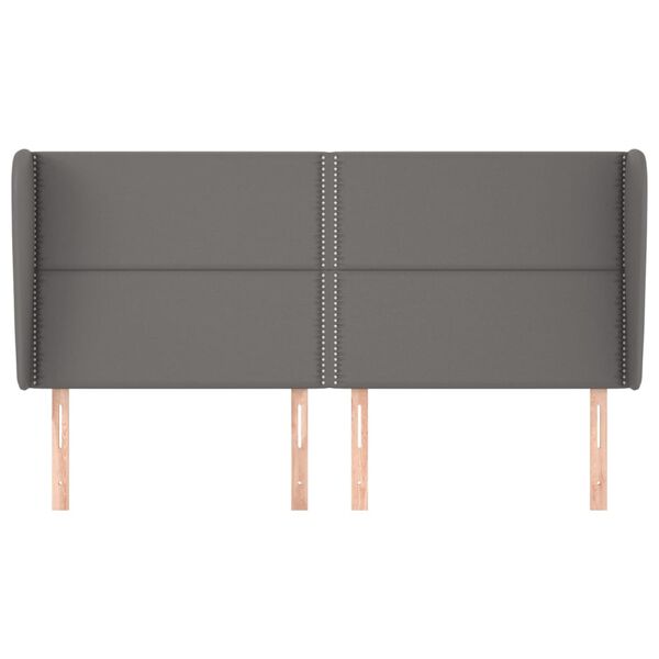 vidaXL Zagł&oacute;wek uszak, szary, 203x23x118/128 cm, sztuczna sk&oacute;ra