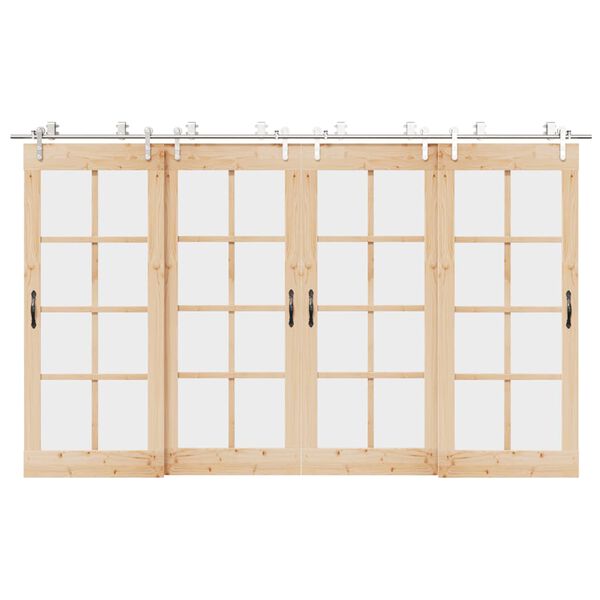 vidaXL System do mocowania drzwi przesuwnych, 366 cm, stal, srebrny