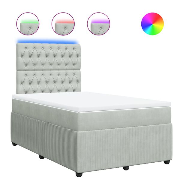 vidaXL Ł&oacute;żko kontynentalne z materacem, jasnoszare, 120x200cm, aksamit