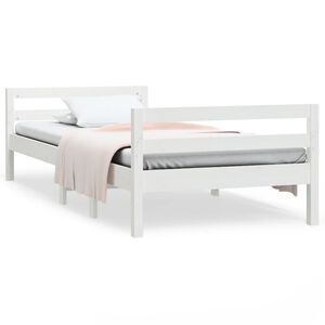 vidaXL Rama ł&oacute;żka bez materaca, biała, 90x190 cm, lite drewno sosnowe