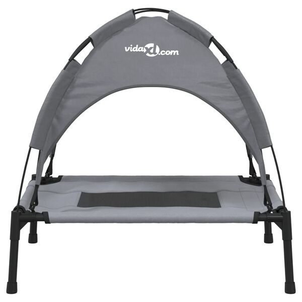 vidaXL Legowisko dla psa, z baldachimem, antracytowe, tkanina i stal