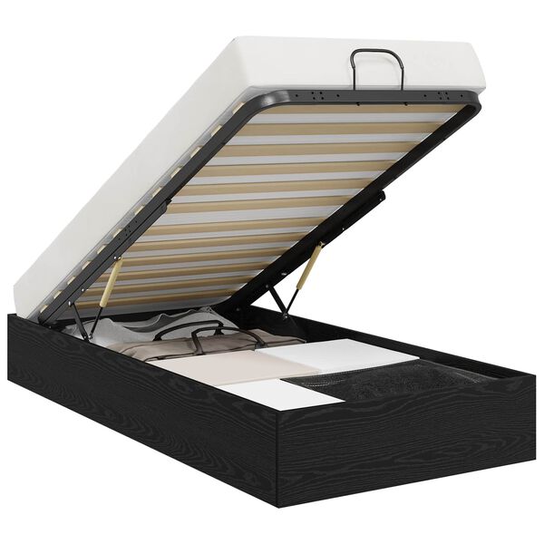 vidaXL Ł&oacute;żko otomanowe z przechowywaniem Czarny Dąb 203 x 100 x 25 cm