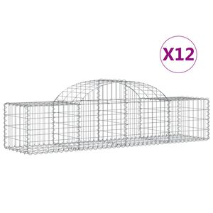 vidaXL Kosze gabionowe, 12 szt, 200x50x40/60 cm, galwanizowane żelazo