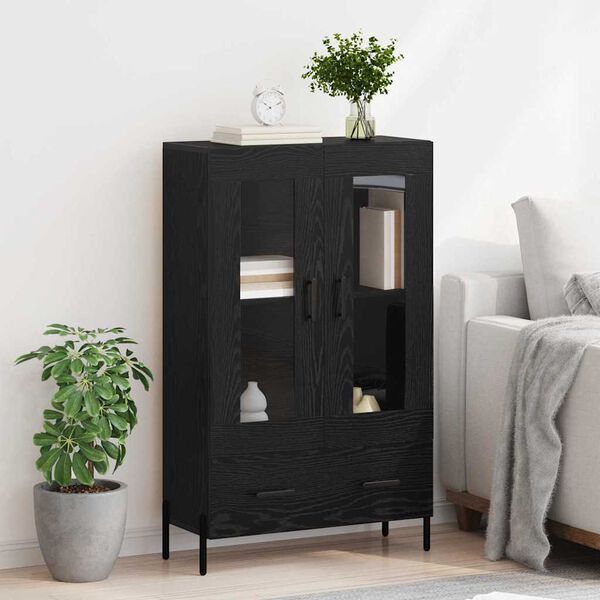 vidaXL Highboard z szufladą Corona Czarny Dąb 69,5 x 31 x 115 cm
