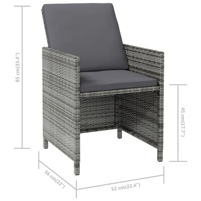 vidaXL 4-cz. zestaw krzeseł i stołków ogrodowych, rattan PE, szary