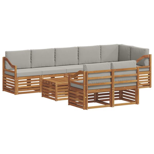 vidaXL Zestawy sof 9 pcs Naturalny i Jasny Szary Lite Drewno Akacji