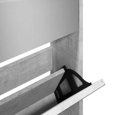 vidaXL Szafka na buty z lustrem, szarość betonu, 63x17x169,5 cm