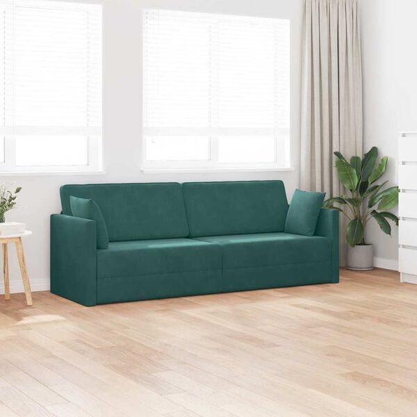 vidaXL Sofa podłogowa z funkcją spania 200cm Ciemna zieleń Aksamit