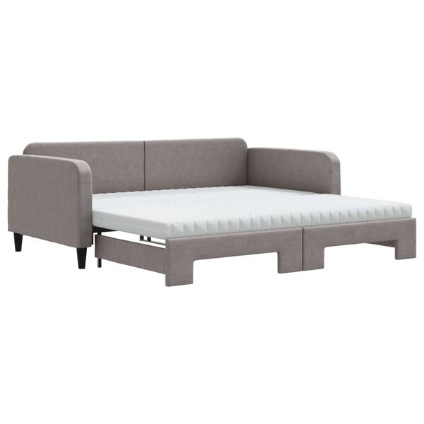 vidaXL Sofa rozsuwana z materacami, kolor taupe, 100x200 cm, tkanina