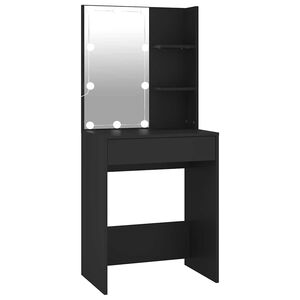 vidaXL Toaletka z oświetleniem LED, czarna, 60x40x140 cm