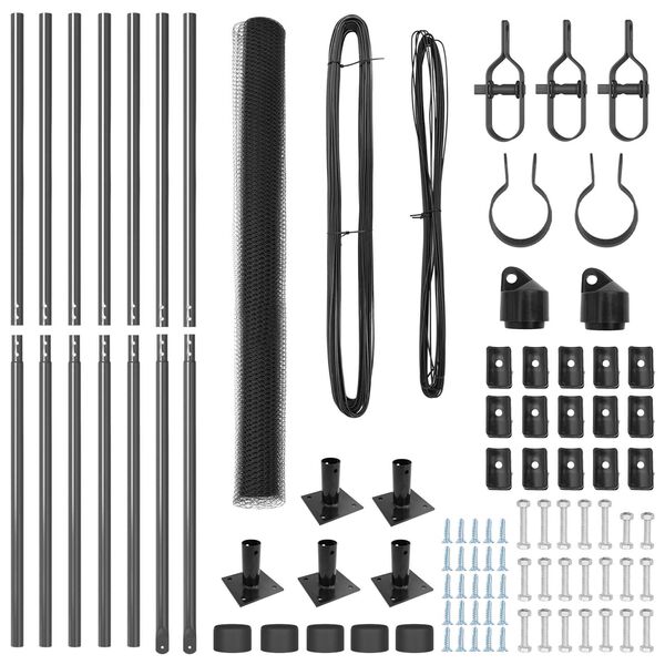 vidaXL Słupek ogrodzeniowy. Szary 10 x 1,5 m (siatka 25 mm) Stal i PVC