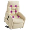 vidaXL Podnoszony fotel masujący, rozkładany, kremowy, obity tkaniną
