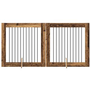 vidaXL Bramka dla ps&oacute;w z podp&oacute;rkami 2 pcs Stare drewno 100 x 100 cm