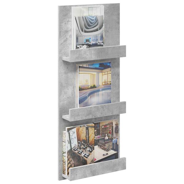 vidaXL Regał na gazety z p&oacute;łką Betonowy szary 43 x 11 x 102 cm