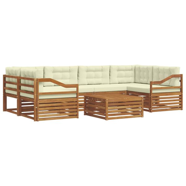 vidaXL Zestaw sof na zewnątrz z poduszką 7 pcs Naturalny i Kremowy