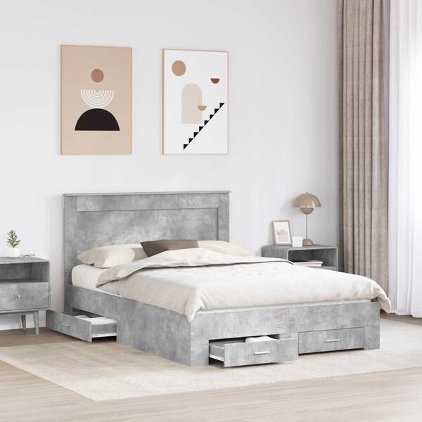 vidaXL Ramka ł&oacute;żka z szufladą Z zagł&oacute;wkiem Materiał drewnopochodny