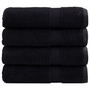 vidaXL Ręczniki premium SOLUND, 4 szt., czarne, 50x100 cm, 600 g/cm&sup2;