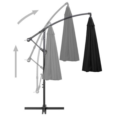 vidaXL Parasol ogrodowy, wiszący, czarny, 3 m, słupek aluminiowy