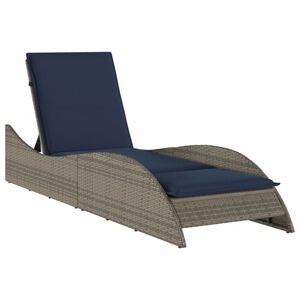 vidaXL Leżak z poduszką, szary, 60x205x73 cm, polirattan