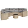 vidaXL Sofa ogrodowa, stolik i poduszki, p&oacute;łokrągła, beżowy rattan PE