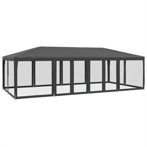 vidaXL Namiot imprezowy z 12 ścianami z siatki, antracyt, 8x4 m, HDPE