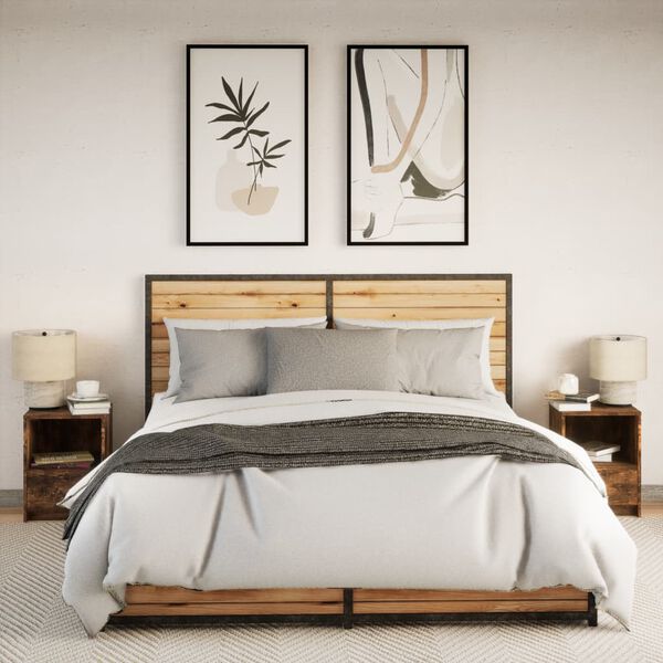 vidaXL Szafki nocne z oświetleniem LED, 2 szt., przydymiony dąb