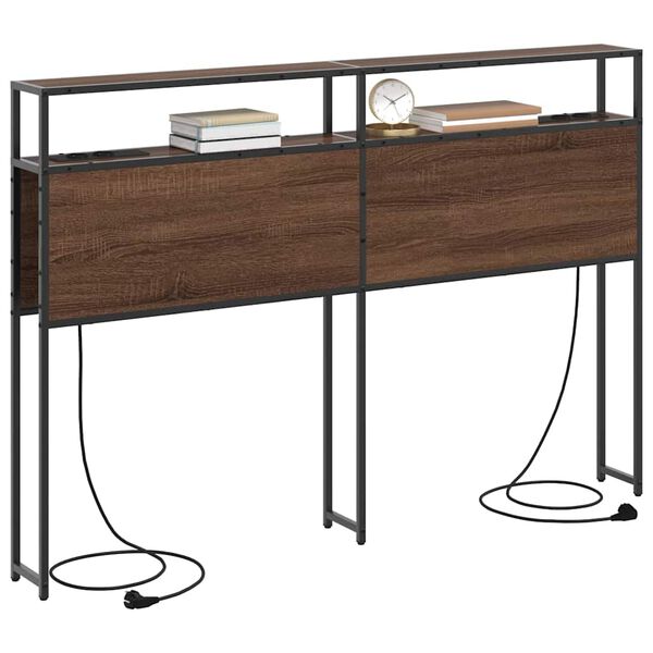 vidaXL Zagł&oacute;wek do przechowywania z p&oacute;łką Brązowy dąb 160 cm