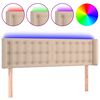 vidaXL Zagł&oacute;wek do ł&oacute;żka z LED, cappuccino, 147x16x78/88 cm, ekosk&oacute;ra