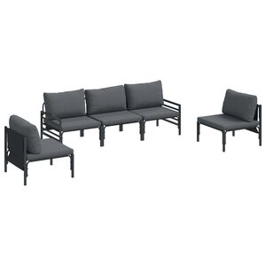 vidaXL Zestaw Sof na Ogr&oacute;d z poduszką 5 pcs Czarny Stal