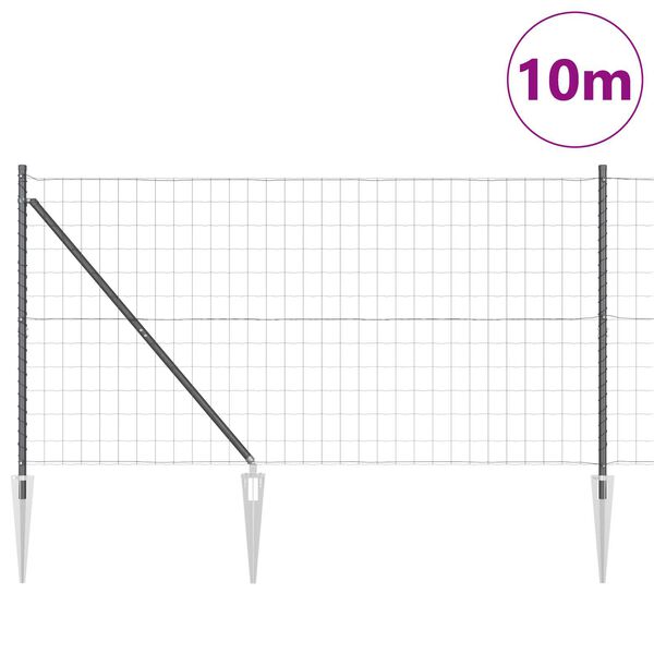 vidaXL Ogrodzenie z słupkami Szary 1.4 x 10 m Stal