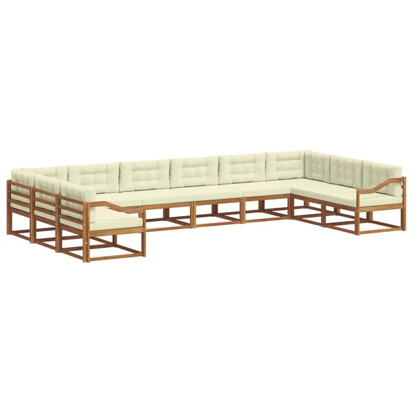 vidaXL Zestaw sof na zewnątrz z poduszką 10 pcs Naturalny i Kremowy