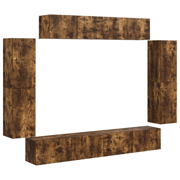 vidaXL Szafka pod telewizor 8 pcs Dąb wędzony