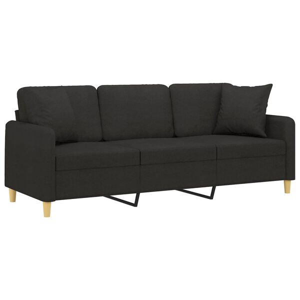 vidaXL 3-osobowa sofa wypoczynkowa z poduszkami, czarna, 180 cm
