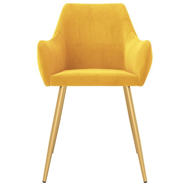 vidaXL Krzesła stołowe, 2 szt., ż&oacute;łte, obite aksamitem