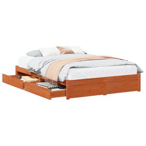 vidaXL Ramka ł&oacute;żka Woskowy Brąz 150 x 200 cm Lite drewno sosnowe