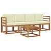 vidaXL Zestaw sof na zewnątrz z poduszką 5 pcs Naturalny i Kremowy