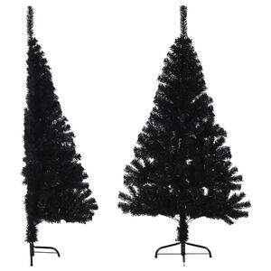 vidaXL Sztuczna choinka poł&oacute;wka ze stojakiem, czarna, 120 cm, PVC