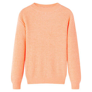 Sweter dziecięcy z dzianiny, jasnopomarańczowy, 128