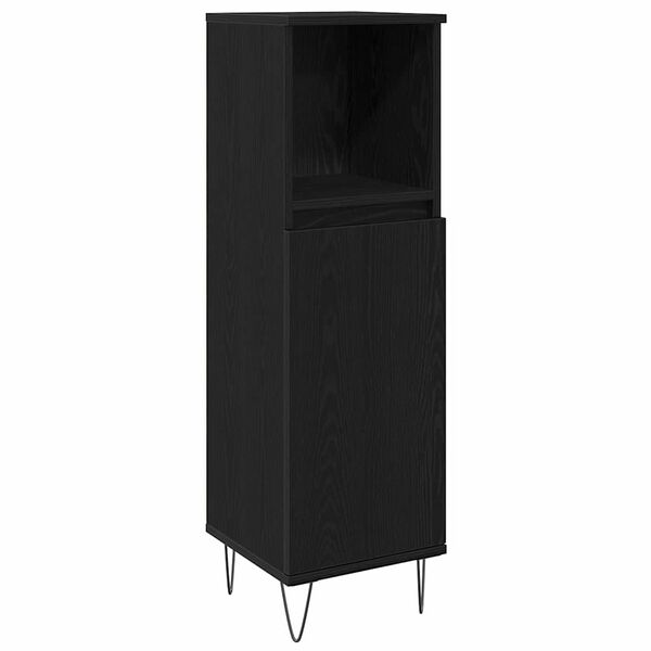 vidaXL Zestaw mebli łazienkowych z p&oacute;łką z drzwiami 3 pcs Czarny Dąb