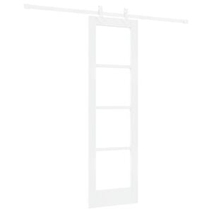 vidaXL Drzwi przesuwne 61 x 198,5 cm Lite drewno sosnowe i szkło Biały