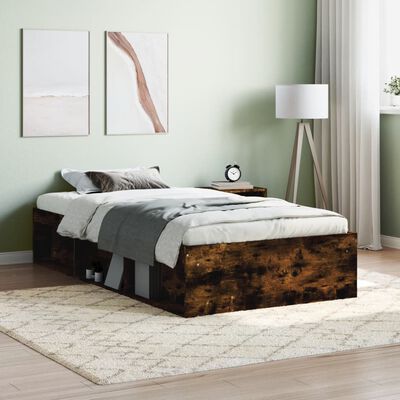 vidaXL Rama łóżka, przydymiony dąb, 90x190 cm