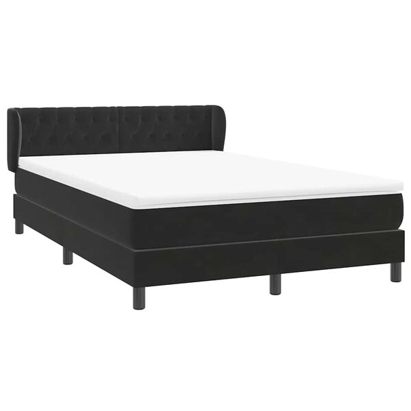 vidaXL Ł&oacute;żko typu Box Spring z materacem Czarny 160x220 cm Aksamit