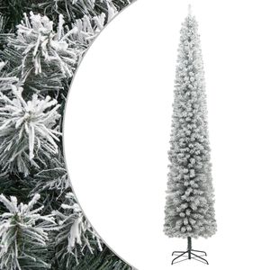 vidaXL Smukła choinka na stojaku, pokryta śniegiem, 270 cm, PVC